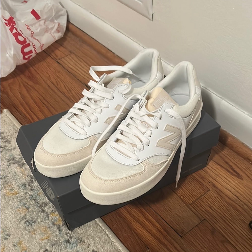 New Balance Cream and White Casual Sneakers